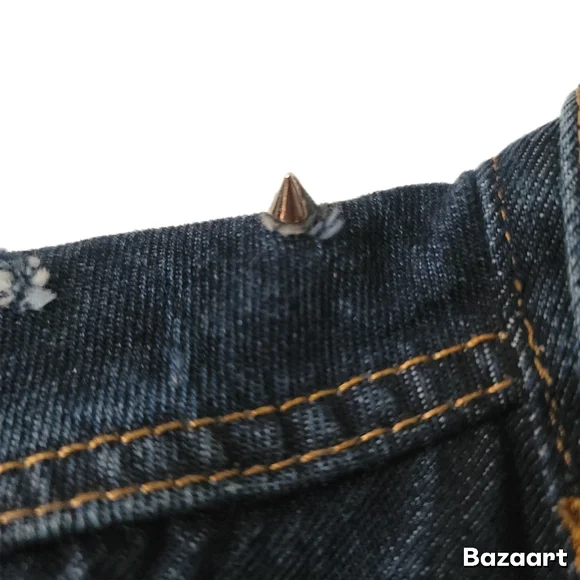 Levi's Jean Jacket Mens L Large Blue Denim Stud Shoulder - Picture 7 of 9